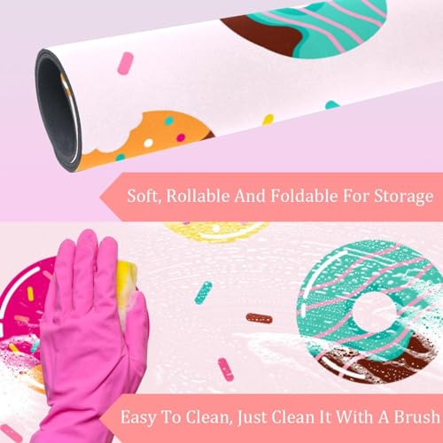 Tapis de bain fin et lavable motif beignets : idéal pour sortie de douche