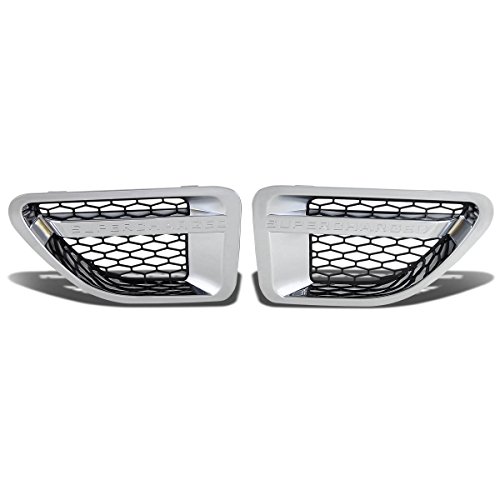 Side Fender Vent Mesh Grille (Chrome Surface Black Mesh) Compatible with Land Rover Range Rover Sport L322