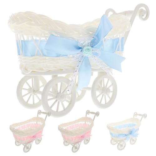 Mini chariots à bonbons tressés pour présents festifs de baby shower