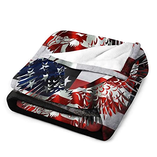 American Flag Eagle Flannel Blankets, Warm Decor Fleece Throw Blanket Soft Couch For Sofa Bed 50"X60" (Eagle) #TOP2