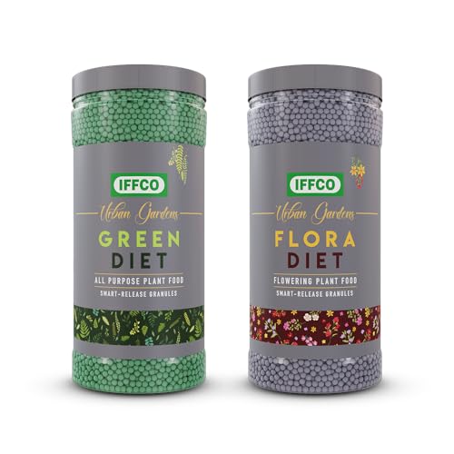 Image of IFFCO Urban Gardens - Green Diet + Flora Diet Combo 800 gm - Organic Plant Food For Indoor & Outdoor plants, and Flower Booster - Balanced Macro & Micro Nutrients, Slow-Release Granules