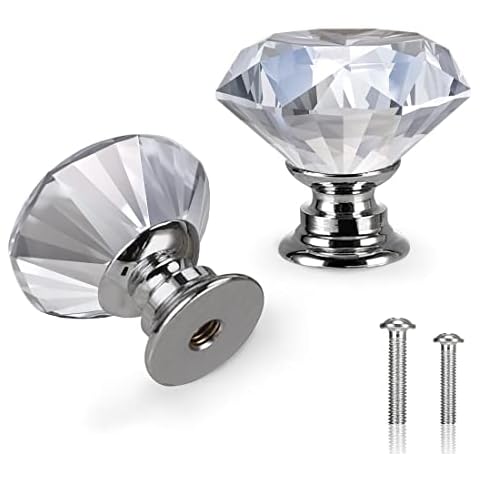trusir 20 Pack Crystal Knobs - Dresser Knobs Drawer Knobs Diamond Glass Knobs Pull 30mm for Kitchen, Bathroom Cabinet Cover