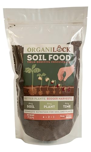 OrganiLock Soil Food - (2 Pound Bag) | Regenerative Soil Amendment with Microbes, Microbe Food, Biochar & Organic Fertilizer | Yield-Boosting Concentrate |
