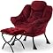 Avocahom Plush Lounge Chair With Ottoman - Moon-Shaped Armrest, Yellow Fabric, 330 Lbs Capacity, For Living Room & Reading - View #3