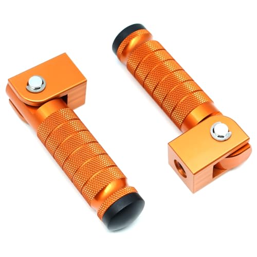 Image of Orange Motorcycle Bicycle Folding Foot Pegs 90 Degree Foldable Electric Motorbike Ebike For Super73 S2 /ZX /RX /R /S Passenger Footrests Rearsets Rear Set Footpegs foot Rest Pedals M8 Install Bolts