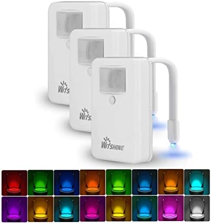 Witshine Toilet Night Lights 3Pack Motion Sensor Activated LED, 16 Colors Changing Glow Inside Toilet Bowl Nightlight, Fits Any Toilet, Ideal for Bathroom Decor and Nighttime Safety