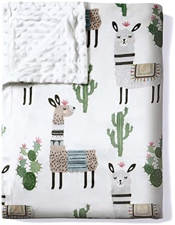 AMROSE Ultra Soft Baby Minky Blanket, Lightweight Skin-Friendly Micro Fleece Baby Blanket with Dotted Backing for Boys Girls, Printed Nursery Crib Bed Throw Blanket, 30x40 Inches,Llama Alpaca