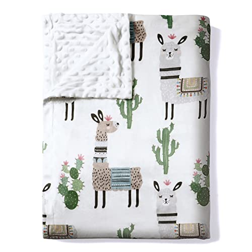 Amrose Ultra Soft Baby Minky Blanket, Lightweight Skin-Friendly Micro Fleece Baby Blanket With Dotted Backing For Boys Girls, Printed Nursery Crib Bed Throw Blanket, 30X40 Inches,Llama Alpaca #TOP10