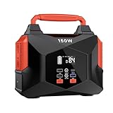 Portable Power Station for Camping, 150w 146wh Portable Generator for Home Use Indoor Outdoor Generator with AC Outlet Large Power Bank for Laptop Travel Emergency CPAP Survival Backup Apartment - Red