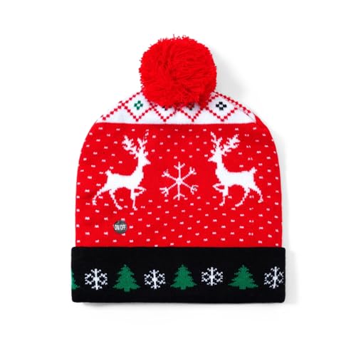 2THESTARS Christmas Hat 2 Pack Light Up Knitted Beanie Hat Xmas Santa Holiday Cap LED Lights — view 6
