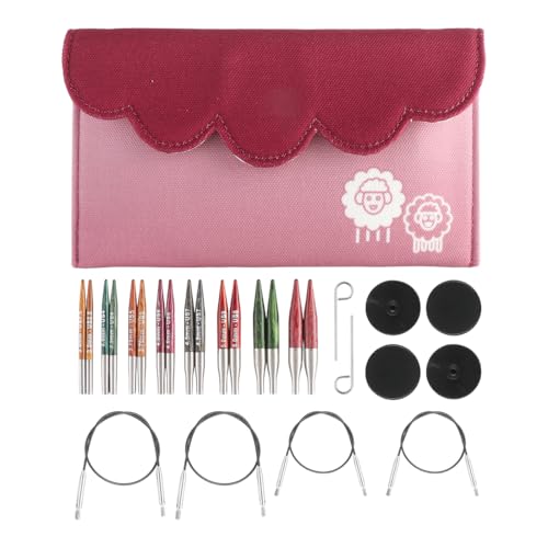 Aiguilles circulaires interchangeables KnitPro Dreamz de 5 cm : lot de 8 tailles du 3 au 6 mm