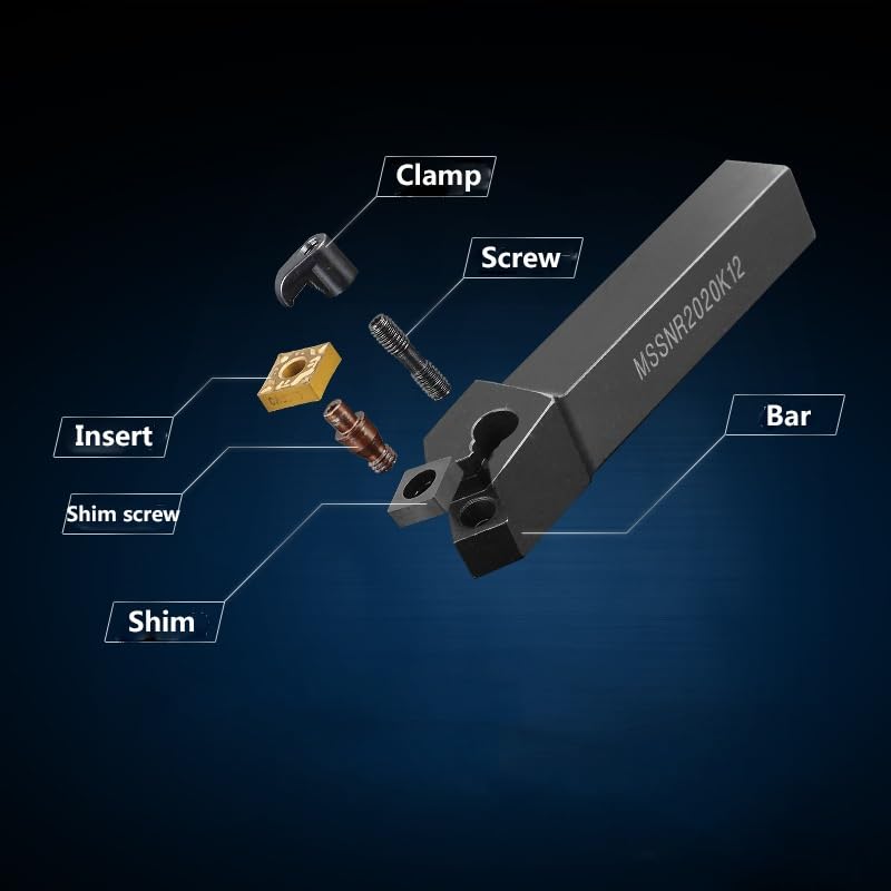 1pc MSSNR2020K12 MSSNL2020K12 125mm 45Degree External Turning Tool Holder Lathe Machine CNC Turning Metal Lathe Cutting Tools(MSSNR2020K12)
