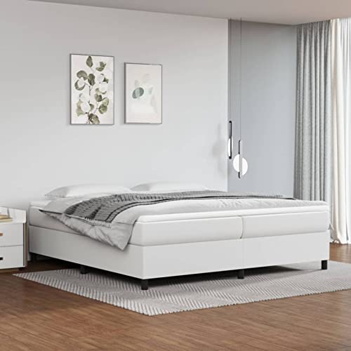 Keyroto Boxspringbett 200x200 mit Matratze Polsterbett 200x200 Bett mit matratze Bettgestell mit Lattenroste Bett ohne Kopfteil Kunstleder-Weiß-200 x 200 cm Keyroto Boxspringbett 200x200 mit Matratze Polsterbett 200x200 Bett mit matratze Bettgestell mit Lattenroste Bett ohne Kopfteil Kunstleder-Weiß-200 x 200 cm