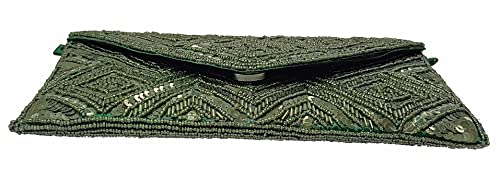 Image of DUCHESS Women's Hand Embroidered Envelope Clutch -Bridal Ethnic Traditional Casual Purse /Clutch /Handbag (23 L x 2.5 W x 13H cm)