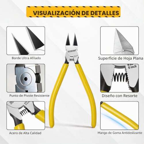 Miniatura 3 de Boosden 2 Piezas Alicates De Corte Pequeños, Alicates De 6 Pulgadas Para Cortar Alambre, Corta Alambre Con Resorte, Alicates Precisión Para Manualidades Flores Artificiales Joyería