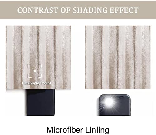 always4u Crushed Velvet Curtains Luxury Line Pattern Curtain Eyelet Thermal Dark for Living Room Window Treatments Champagne A Pair 46 * 54