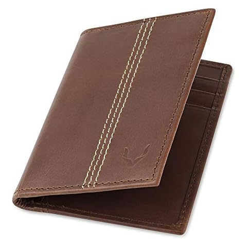 PELLE TORO Minifold Leather Credit Card Holder Wallet for Men, Thin RFID Blocking Contactless Card Protector, Handmade Minimalist Slim Mens Card Wallet in Mens Gift Box, Brown Wallet Cover