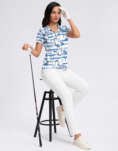 Hawaiian Golf Shirts for Women Funny Print Polo Shirt for Women Moisture Wicking Athletic Tees Golf Tops Golf Gifts3