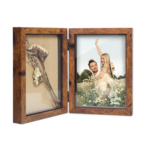 Shampsen 13x18 Bilderrahmen für 2 Fotos faltbar Braun Bilderrahmen Collage...