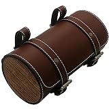 WUYAN Motorcycle Fork Bag Bike Handlebar Leather Bags with Wood Under Seat Retro Classical Mountain