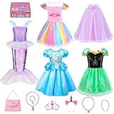 Meland Princess Dress Up for Girls - Dress Up Clothes for Little Girls with Cape, Princess Toys for Girls Age 3,4,5,6 Year Old, Christmas Birthday Gift for Toddler Girls Halloween Role Play