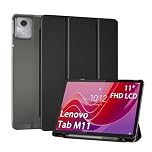 idudao Case for Lenovo Tab M11 11 Inch 2024, with Pen Holder Translucent Back Slim Light Folio Stand Hard Shell Cover for model TB330 Tablet, Black