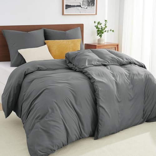 WohlNest Bettwäsche 135x200 4teilig Grau，Bettwäsche-Sets Mikrofaser Bettbezug 135 x 200 2er Set + 2 Kissenbezüge 80x80 cm,Kuschel Weiche...