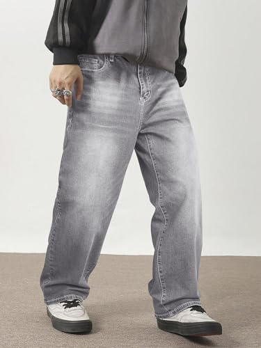 Image of JMIERR Men's Baggy Y2K Jeans Stretch Loose Fit Wide Leg Denim Pants | 5 Pockets, Oversized Casual Trousers, Vintage Relaxed wash, Breathable Cotton Blend,Hip Hop, Skater Streetwear, All-Season