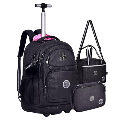 Kit Escolar Mochila Rodinha Rebecca Bonbon Lancheira Térmica e Estojo Preta Glitter