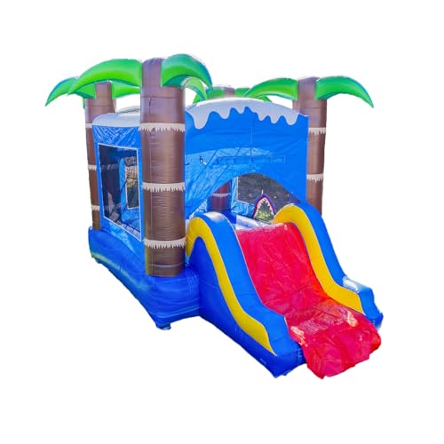 HeroKiddo Ocean Shark Commercial Grade Premium Bounce House Water Slide Combo for Kids and Adults (No Blower, No Pool)