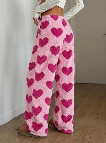 Image of ZAFUL Women's Fuzzy Plush Pajama Pants Wide Leg Pj Bottoms Lounge Pants