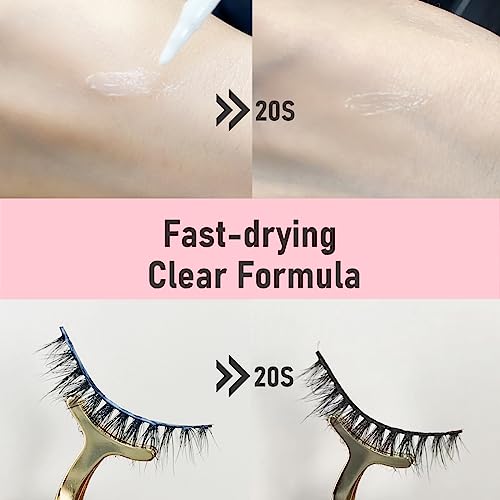 Hskie Eyelash Glue Clear Lash Glue Strong Eyelash Glue For False Lashes Waterproof Eyelash Glue False Eyelashes Glue Sensitive Eyes Latex Free Lash Adhesive Glue 0.18 Oz Clear #TOP4