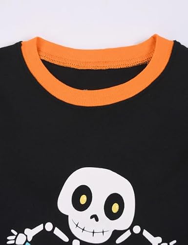Benaive Boys Halloween Pajamas Glow In Dark Holiday Pjs for Boy Cotton Pajama Sets 2 Pieces Kids Sleepwear Long Sleeves Size 8 — view 4