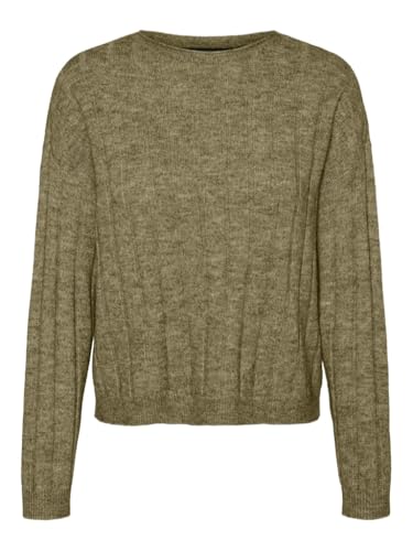 Vero Moda VMWILLA LS O-Neck Pullover GA Boo, Dried Herb/Dettagli: mélange, XS