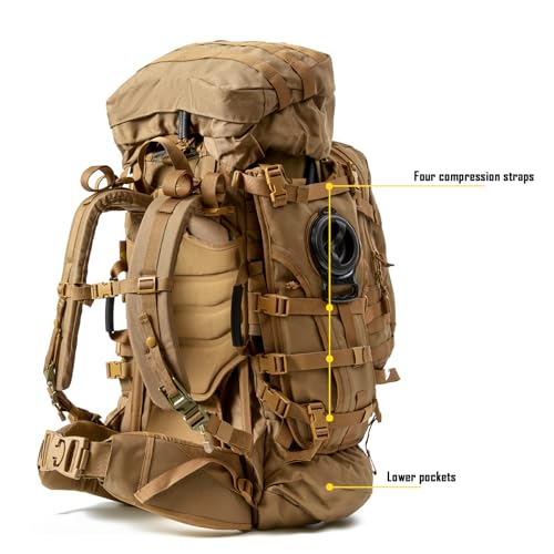 Image of MT Military Army Large Rucksack with Detacheable Assault Backpack Hydration Pack Shoulder Straps and Waist Belt Metal Frame | Detacheable