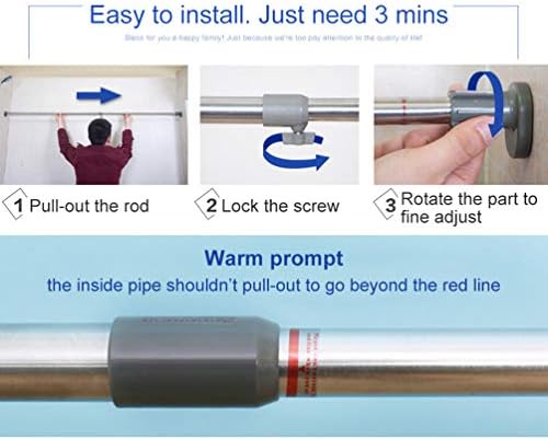 BAOYOUNI Expandable Bathroom Shower Curtain Rod Straight Oval Head Window Curtain Tension Rail Bar Metal Pole Clothes Hanger Drying Rack (Grey, 27.56 to 47.24 Inches)