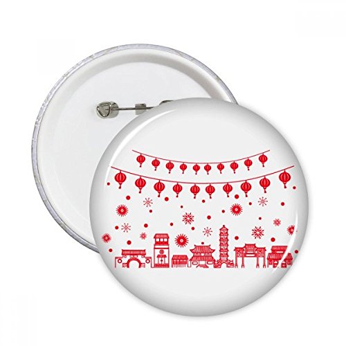 Lanterne rouge de papier chinois badge rond XL pour customiser un sac