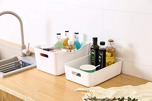 BigTron Quality Plastic Storage Boxes Large White Bathroom Storage Baskets, Durable Tidy Organizers for Home Cupboard Cabinet Shelves, Office Bathroom Bedroom Kitchen Pantry, 33 x 23 x 10 cm, Set of 2 - Image 3
