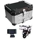 【選ばれる、理由がある。安心の日本企業。】【 55L 】 ONE STEP リアボックス トップケース パニアケース 大容量 アルミ製 取付ベース付属 フルフェイス対応 バイクボックス (SILVER 55L)