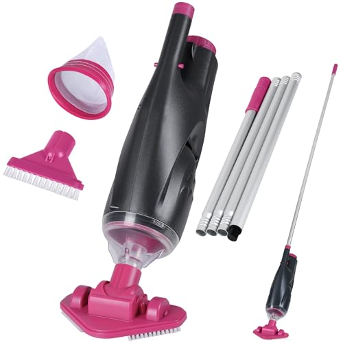 Rechargeable Handheld Hot Tub Spa Pool Vacuum, Cordless & Waterproof IPX8, 60-Min Runtime, 2 Brush Heads, Spot Cleaner for Spas & Small Pools up to 20ft (Dyson-Style Gray)