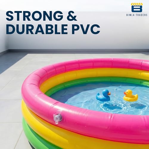 Image of Btag Premium Inflatable Family Swimming Pool for Kids & Adults | Extra-Large 34x10 inch 3 Feet 3-Layer Striped Bath Tub Without Pump for Home & Outdoor Use (HOME005)