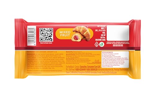 Image of Britannia Treat Croissant - with Mixed Fruit Creme Filling (47g) - 100% VEG (Pack of 2)