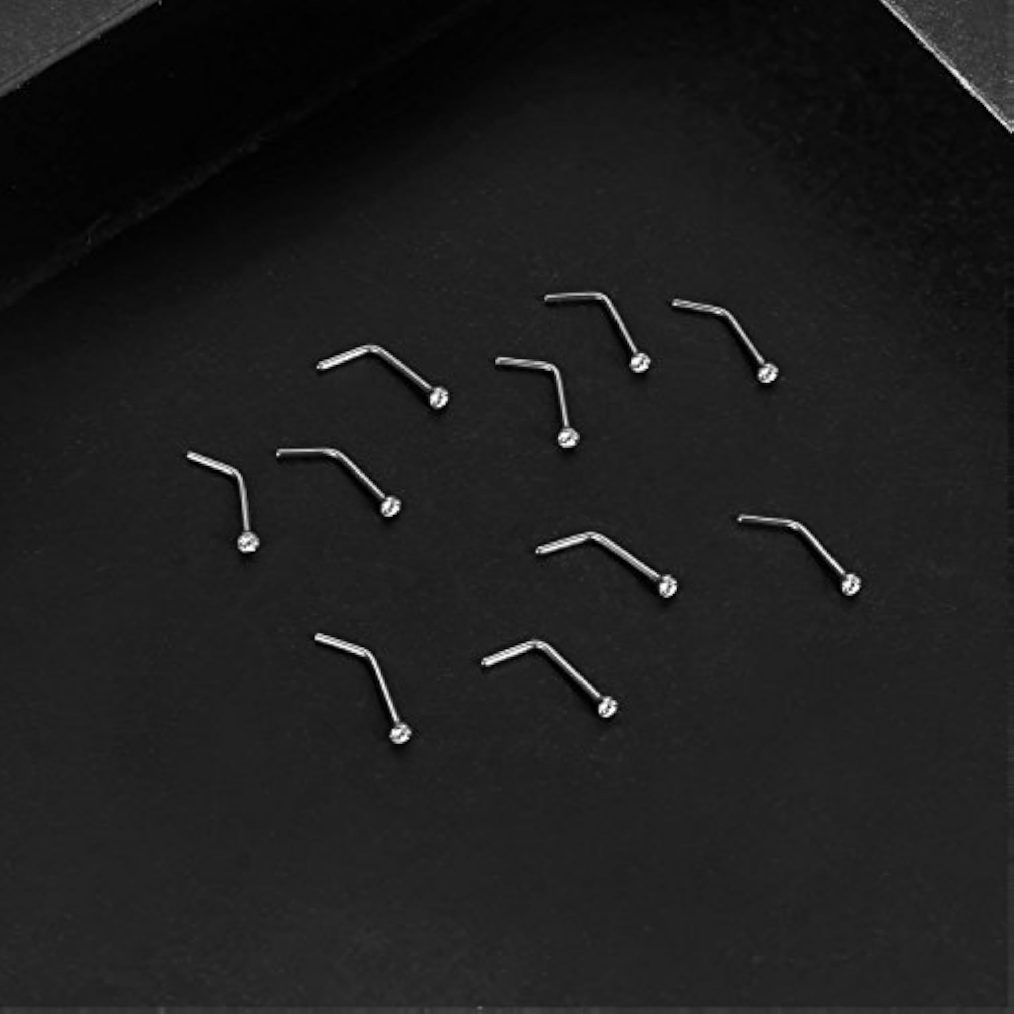 Stainless Steel Rhinestone Crystal Nose Ring Bone Stud Bars