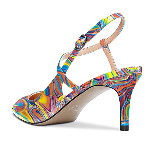 Aachcol Women Slingback Pumps Ankle Strap D'Orsay Stiletto Mid Heel Close Pointed Toe Dress Shoes 2.5 Inches Multicolor J1 Patent 8 M US by Aachcol - Used condition - Image 5