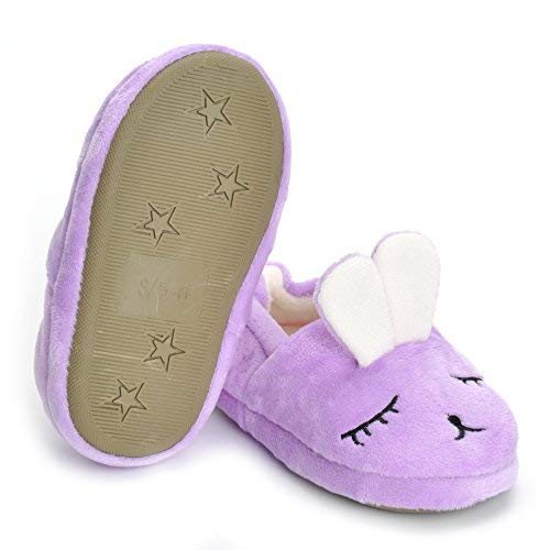 Estamico Toddler Girls' Bunny Slipper Cartoon Rabbit Warm Winter House Shoes, Purple, Us 5-6 M #TOP4