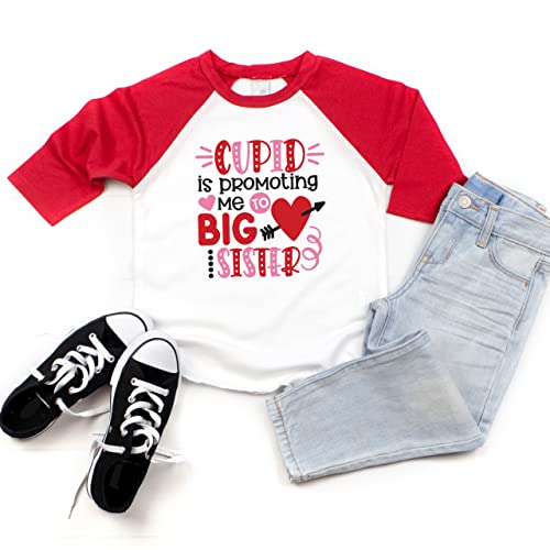 Bump and Beyond Designs Girls Promoted to Big Sister Valentine's Shirt Toddler Kids Raglan2