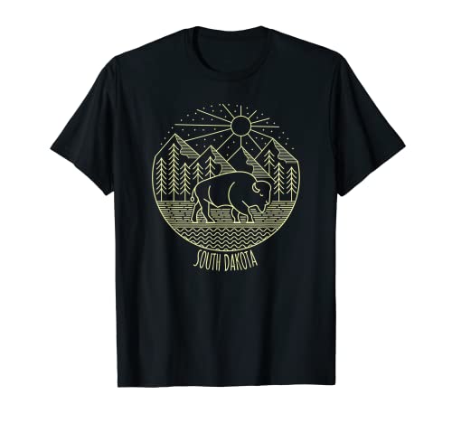 South Dakota Buffalo Line Art - Camiseta Camiseta
