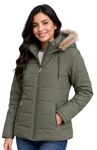 Image of SANE ORIGINALS Winter Jacket for Women with Detatchable Hoodie Cap || Lightweight Full Zipper Regular Fit Warm Jacket for Ladies