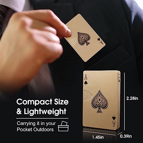 Jet Torch Ace Lighter, Gold Playing Cards Cool Design, Gorgeous Box for Gifts, Butane Refillable Torch Lighter for Outdoors, Portable Windproof Lighters for Smoking, Candles, BBQ