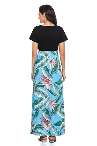 Image of Lacavocor Womens Short Sleeve Maxi Dresses Empire Waist Long Dress